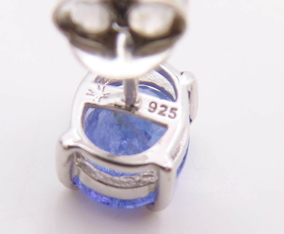 925 Sterling Silver Vintage Earrings Minimalist Oval Cut Tanzanite Studs EG13823