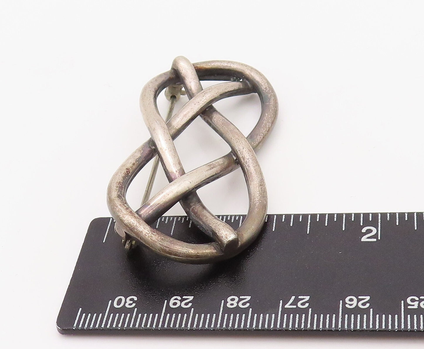 925 Sterling Silver Vintage Brooch Pin ENGLAND Antique Lover's Knot  BP11204