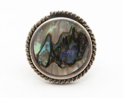 MEXICO 925 Sterling Sterling Silver Vintage Abalone Cocktail Ring Sz 7  RG11733