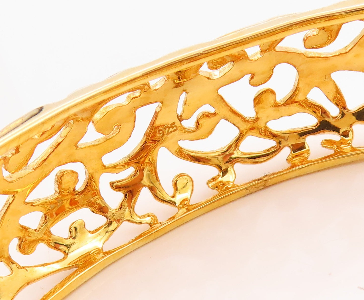 925 Sterling Silver Vintage Bracelet Gold Plated Ruby & Citrine Bangle BT11336