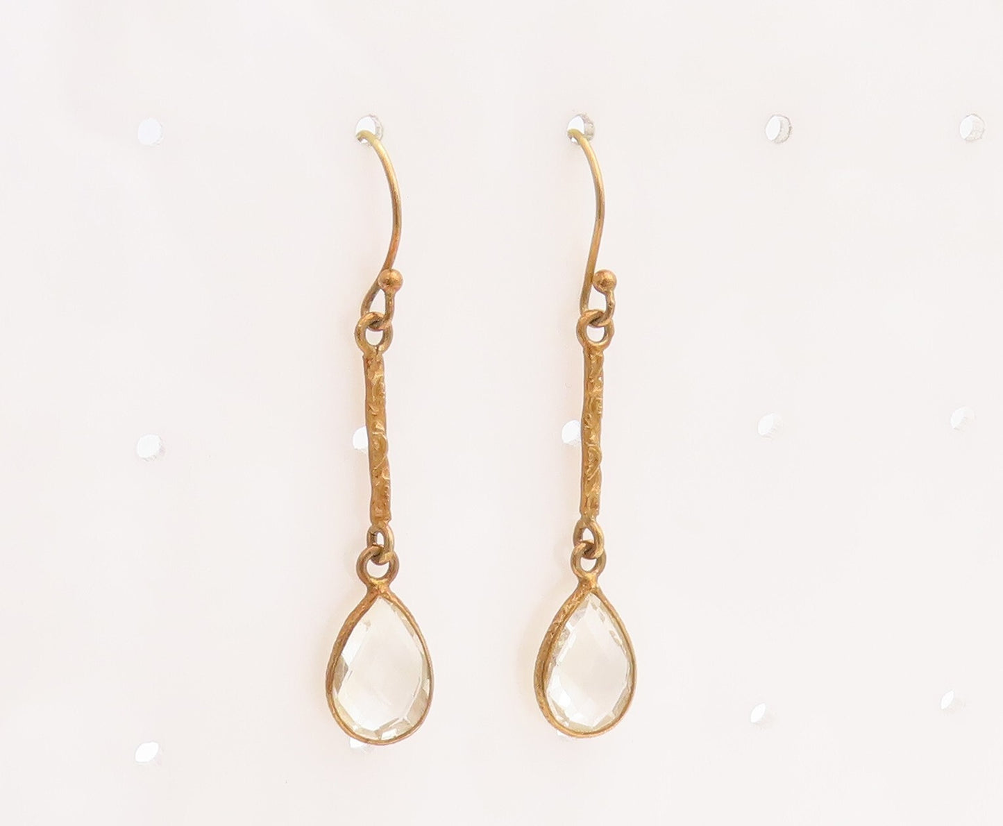 925 Sterling Silver Vintage Earrings Gold Plated Dangling Drop Cut CZ  EG13269