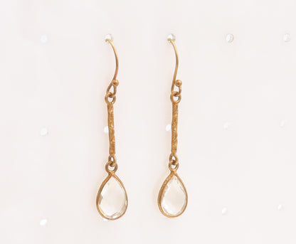925 Sterling Silver Vintage Earrings Gold Plated Dangling Drop Cut CZ  EG13269