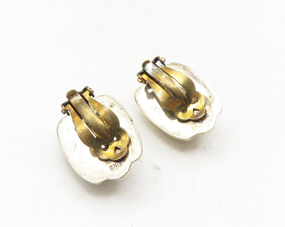 ZINA 925 Sterling Silver  Vintage Fluted Hollow Non Pierce Earrings  EG5143