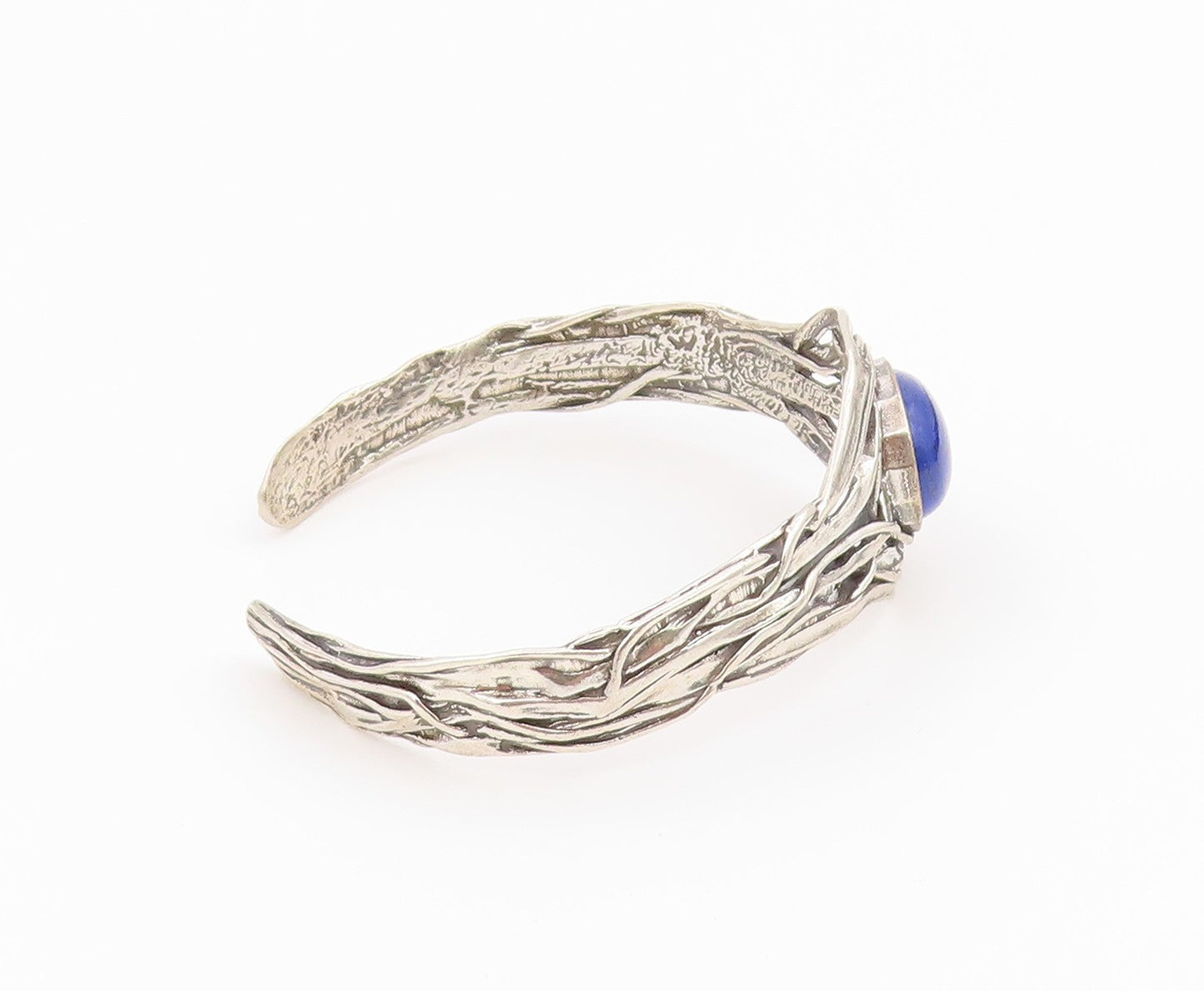 925 Sterling Silver Vintage Bracelet OR PAZ ISRAEL Lapis Lazuli Cuff  BT12165