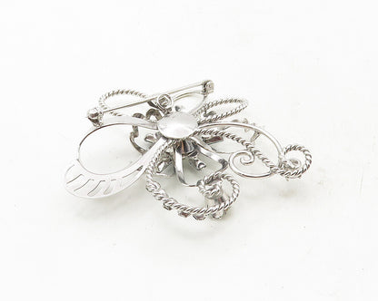 CARL ART 925 Silver  Vintage Cubic Zirconia & Green Topaz Brooch Pin  BP3909