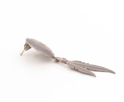 925 Sterling Silver Vintage Earrings Geometric Floral Feather Dangles  EG13783