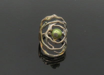 HAGIT GORALI ISRAEL 925 Silver  Vintage Green Pearl Band Ring Sz 6.5  RG20596