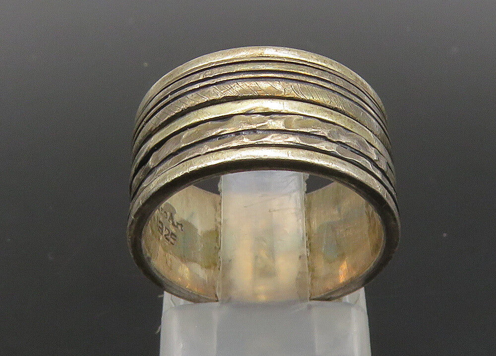 GEOART 925 Sterling Silver   Vintage Shiny Hammered Spinner Ring Sz 6  RG23037