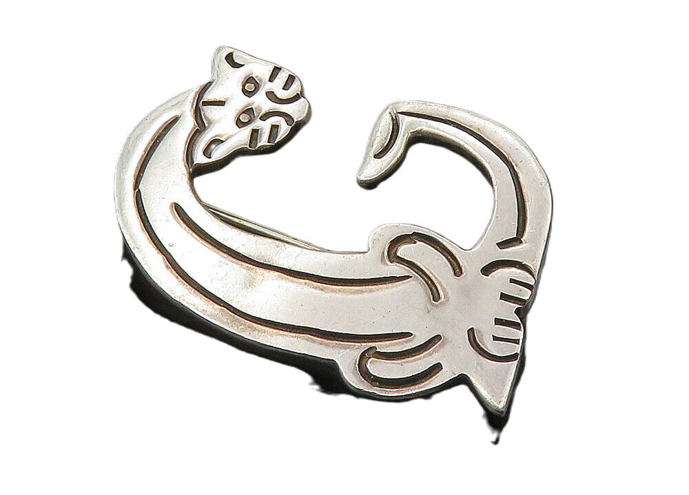 MEXICO 925 Sterling Silver  Vintage Sitting Cat G Initial Brooch Pin  BP3747