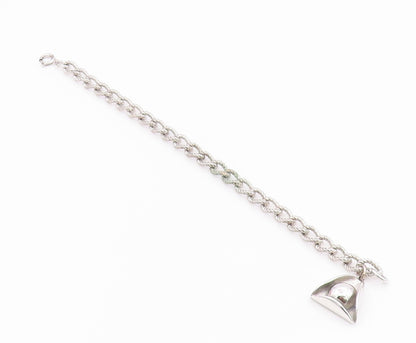 925 Sterling Silver  Vintage Hat Charmed Twist Link Chain Bracelet  BT3770