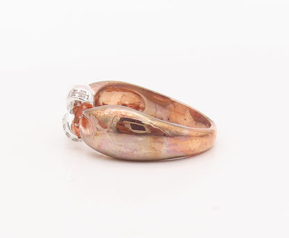925 Sterling Silver Vintage Ring Rose Gold Plated CZ Inlay Knot  Sz 7  RG29319