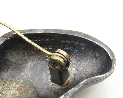 MEXICO 925 Sterling Silver  Vintage Oxidized Sculpted Brooch Pin  BP6902