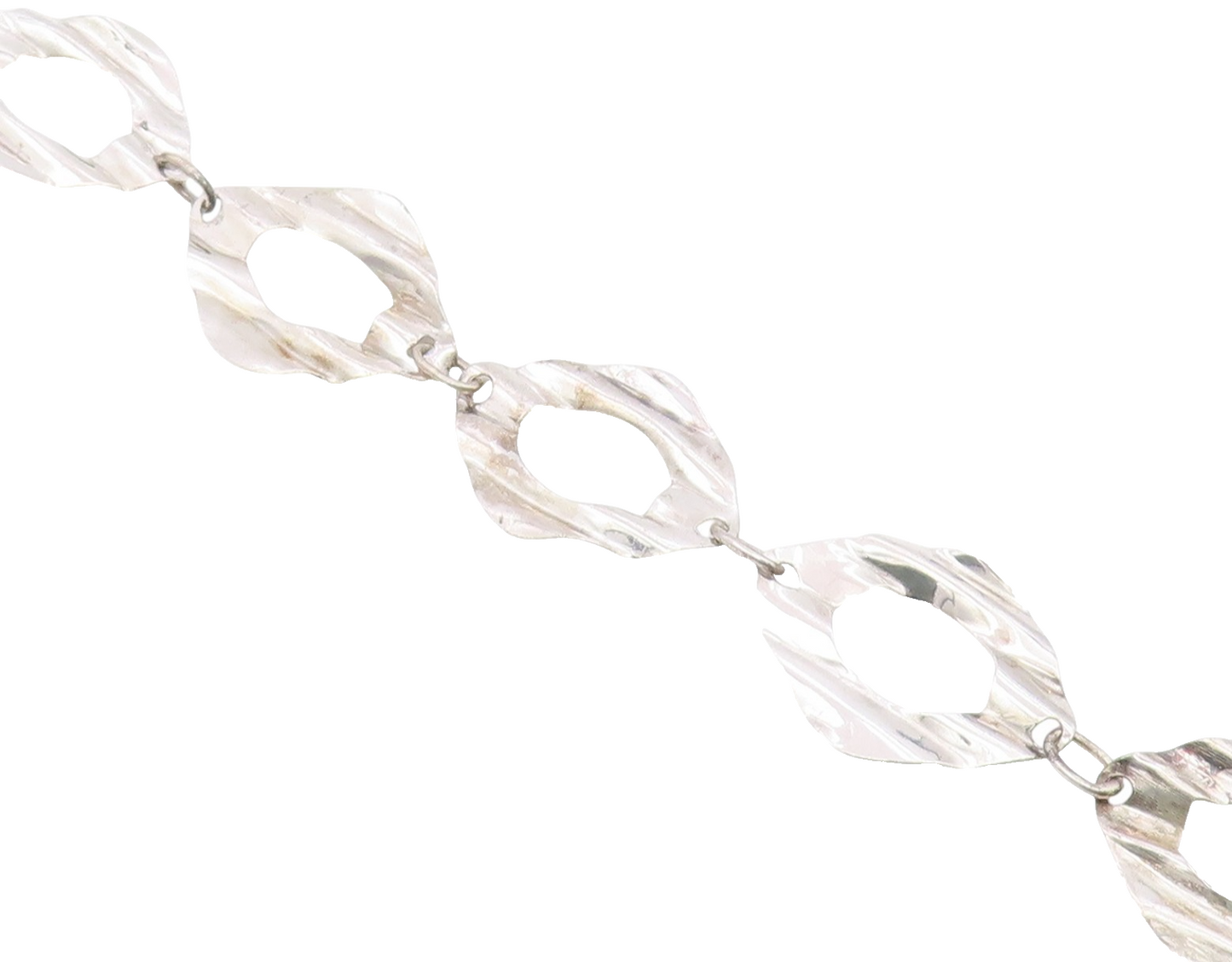 925 Sterling Silver  Vintage Shiny Sculpted Link Chain Bracelet  BT6515