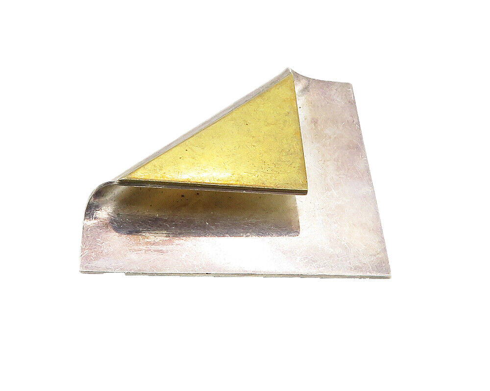 MEXICO 925 Sterling Silver  Vintage Two Tone Folded Smooth Brooch Pin  BP3750