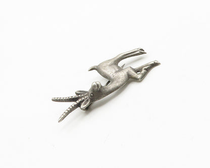 MEXICO 925 Sterling Silver  Vintage Antique Gazelle Animal Brooch Pin  BP7336