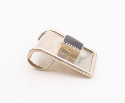 MEXICO 925 Sterling Silver  Vintage Black Onyx Square Slide Pendant  PT10030