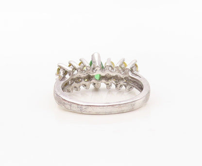 925 Sterling Silver Vintage Ring Split Citrine Band & Green Topaz  Sz 8  RG30223