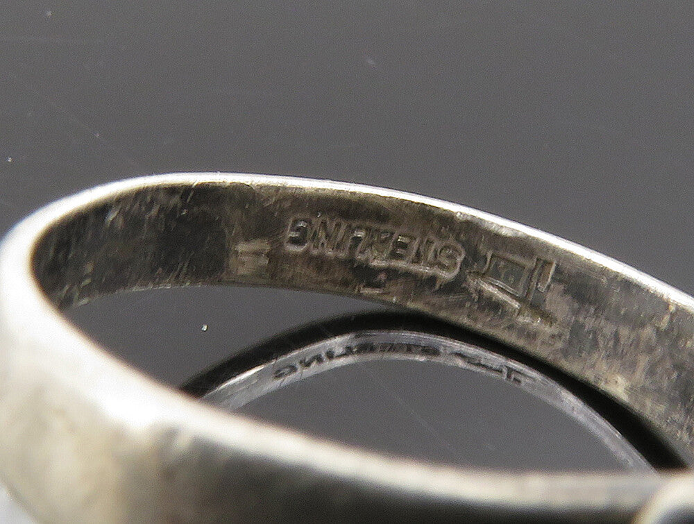 POST BELL 925 Silver  Vintage Oval Jasper Rope Border Ring Sz 6  RG24213