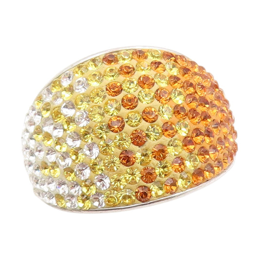 925 Sterling Silver Vintage Ring Multi Color CZ Cluster Dome Band  Sz 8  RG34135