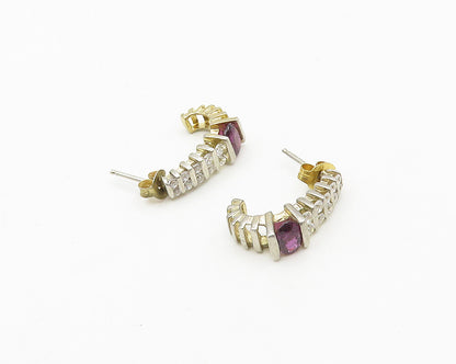 925 Sterling Silver  Vintage Cubic Zirconia & Topaz JHoop Earrings  EG9343