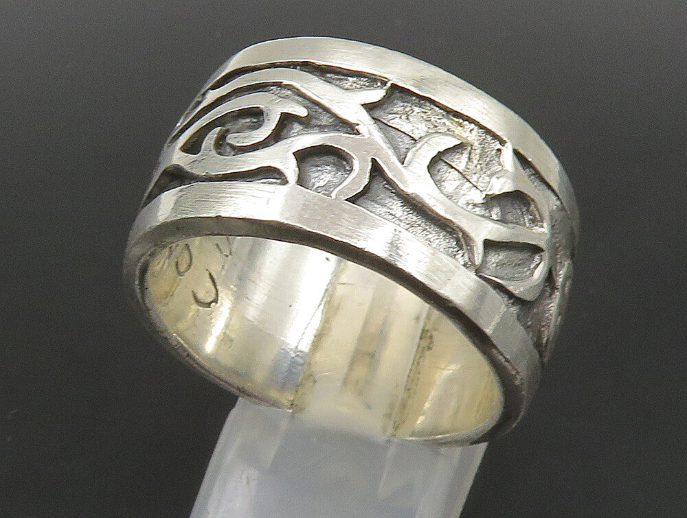 DESIGNER 925 Sterling Silver  Vintage Shiny Large Band Ring Sz 12.5  RG23807