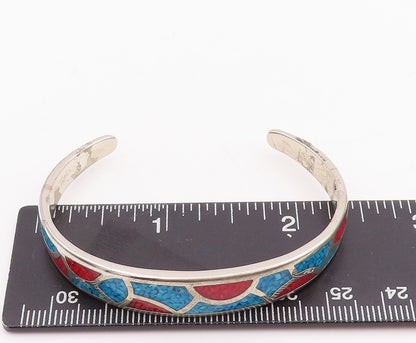 925 Sterling Silver Vintage Bracelet Southwestern Design Crush Turquoise BT10583