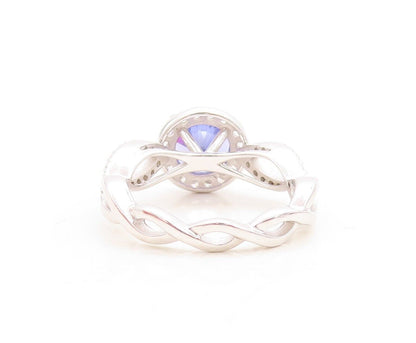 925 Sterling Silver Vintage Ring Round Sapphire Designer CZ Inlay  Sz 7  RG30110
