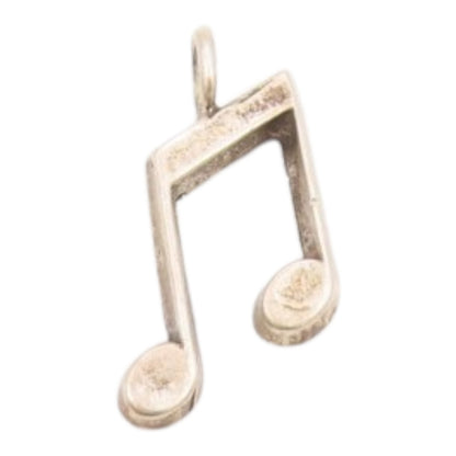 925 Sterling Silver  Vintage Dark Tone Smooth Music Notes Pendant  PT17822