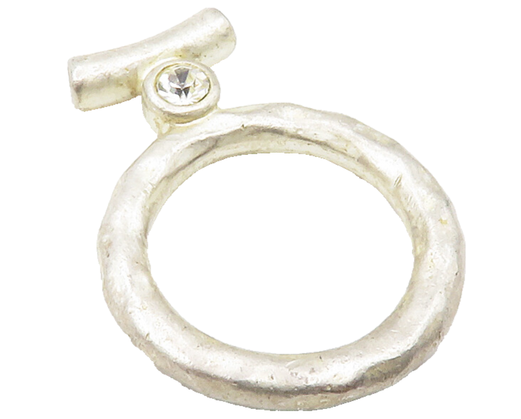 925 Sterling Silver  Vintage Cubic Zirconia Open Circle Slide Pendant  PT9770
