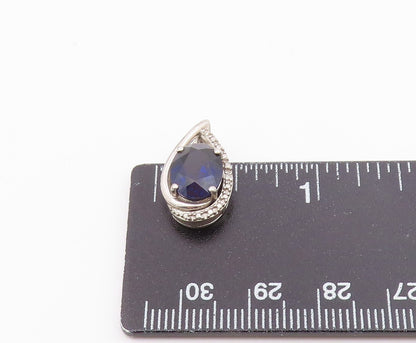 925 Sterling Silver  Vintage Pear Shaped Wrapped Sapphire Pendant  PT21143