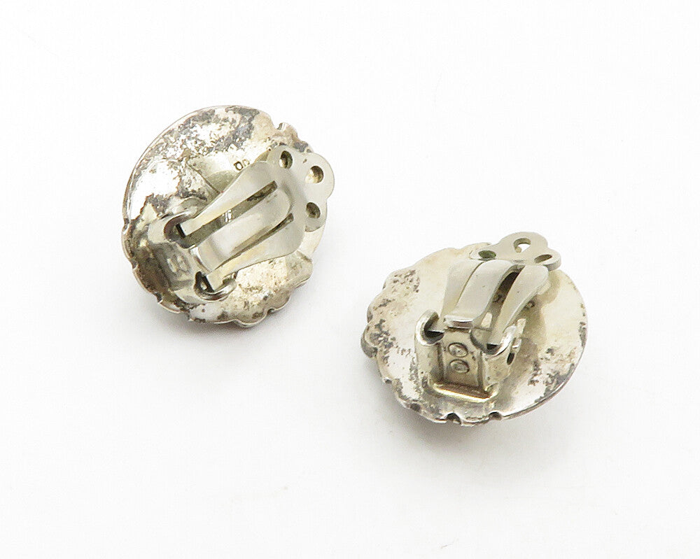 NAVAJO 925 Sterling Silver  Vintage Howlite Non Pierce Earrings  EG6471
