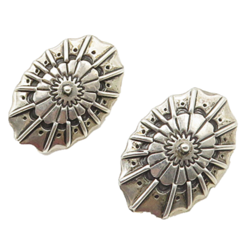 AMBER GETCO 925 Sterling Silver  Vintage Floral Motif Drop Earrings  EG8905