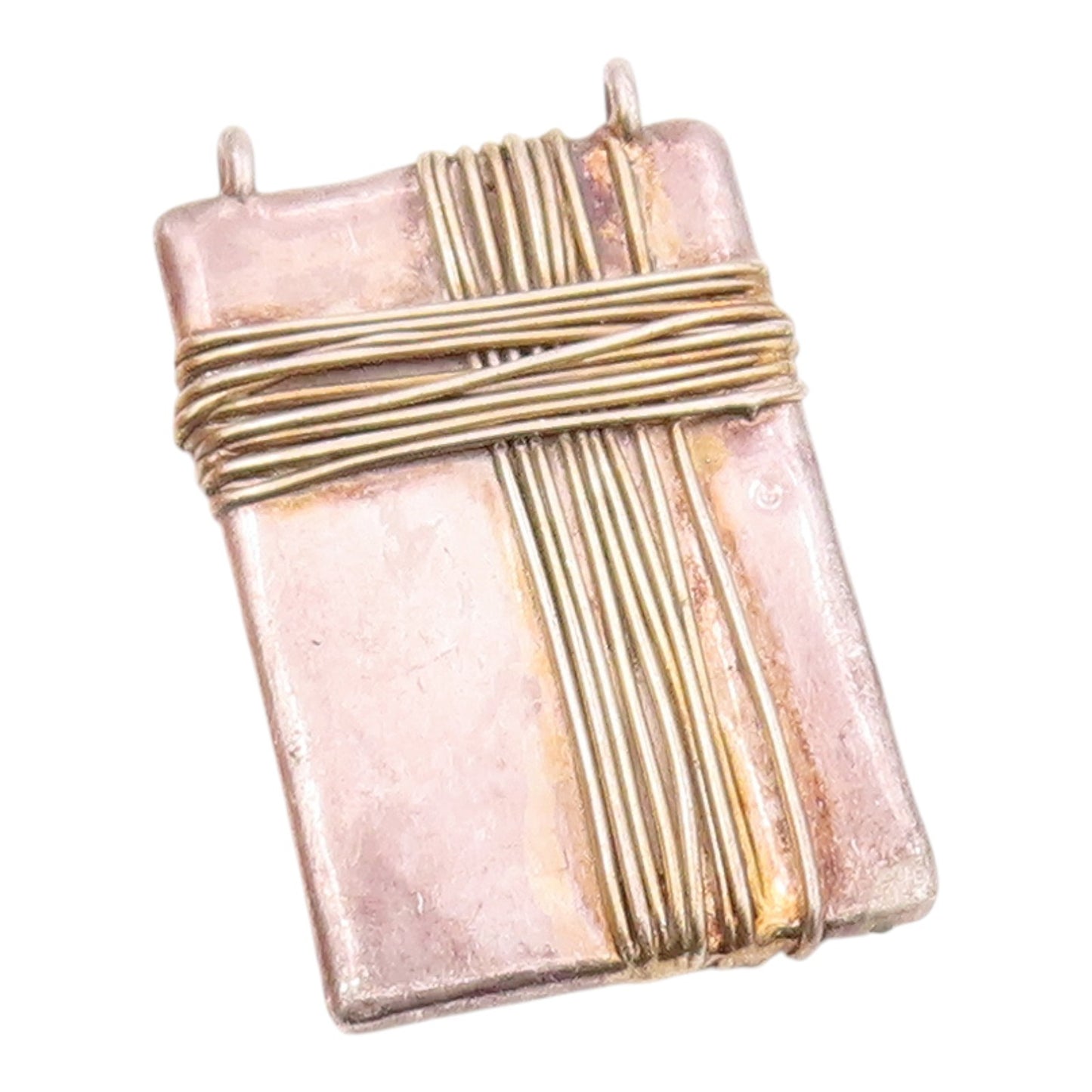 925 Sterling Silver  Vintage Wire Wrapped Detail Square Pendant  PT10056