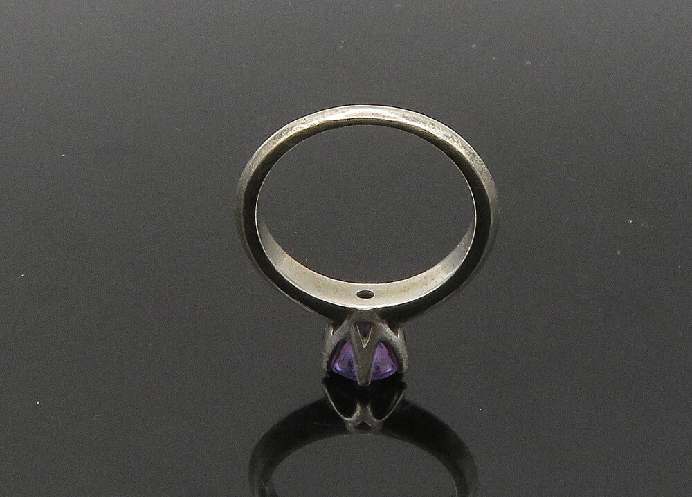 925 Sterling Silver  Vintage Prong Set Amethyst Solitaire Ring Sz 6  RG21603