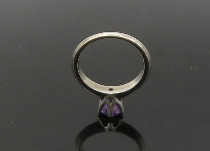 925 Sterling Silver  Vintage Prong Set Amethyst Solitaire Ring Sz 6  RG21603