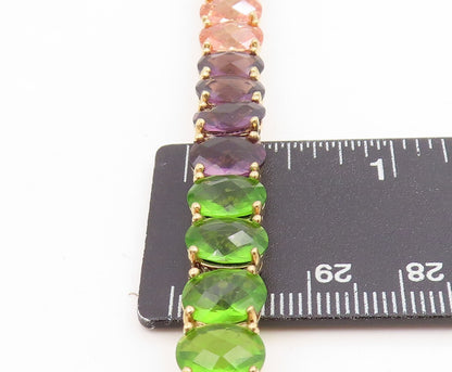 925 Sterling Silver Vintage Bracelet Gold Plated DAVID SIGAL Gemstone  BT11732