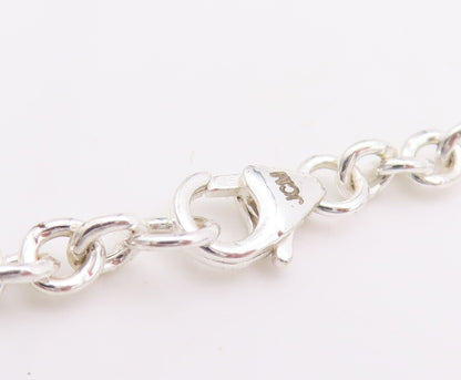 925 Sterling Silver Vintage Necklace Designer Carved Dangling Hearts  NE4389
