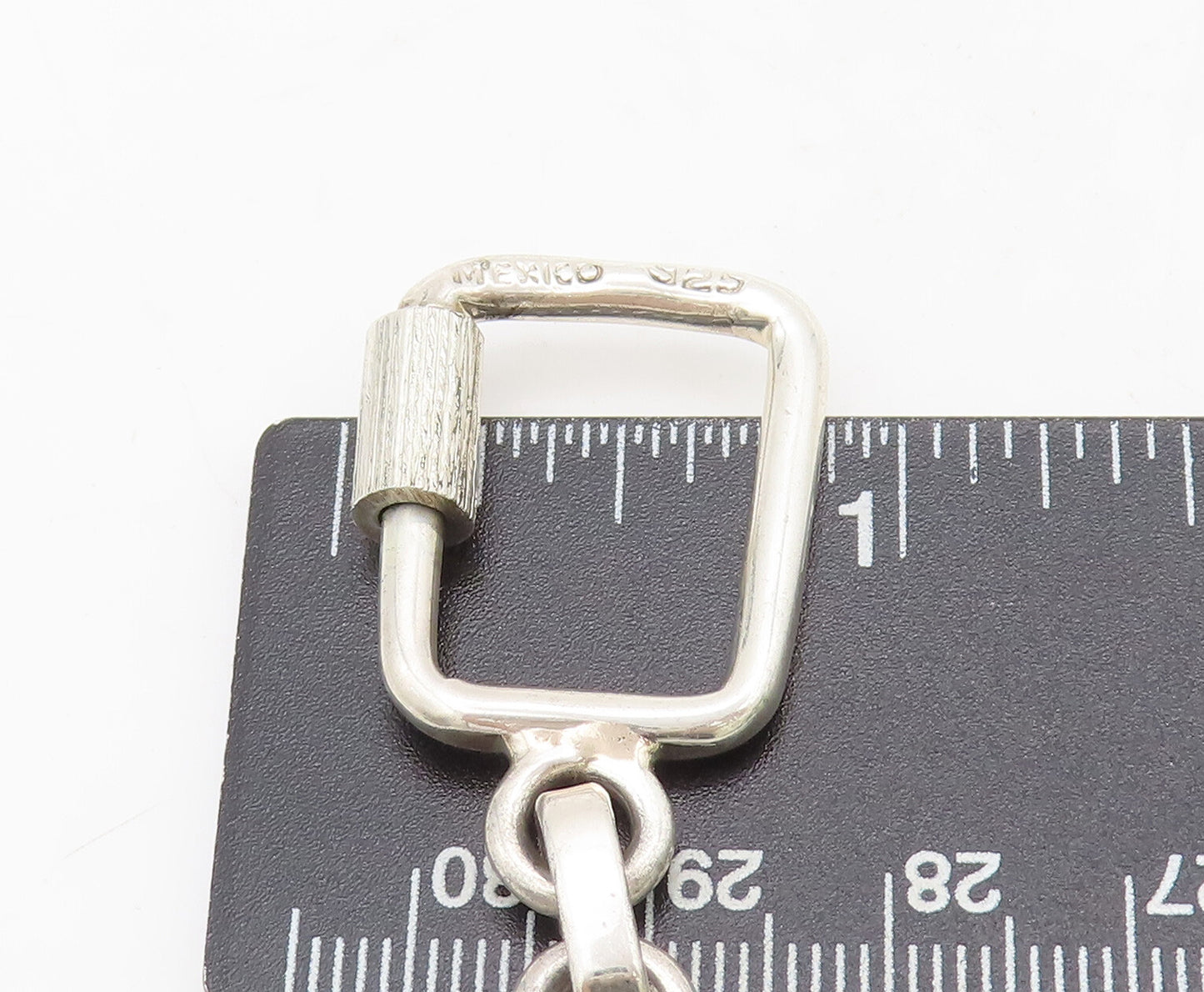 925 Sterling Silver Vintage Key Chain MEXICO Sloid Border Cutout Car TR3684