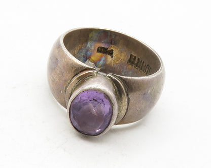 SUARTI 925 Silver  Vintage Amethyst Dark Tone Smooth Band Ring Sz 7  RG13314