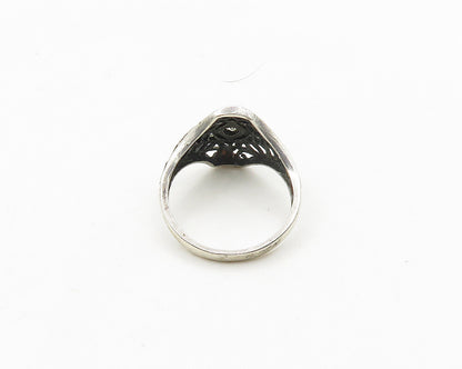 925 Sterling Silver  Vintage Topaz Cutout Design Band Ring Sz 7  RG19018