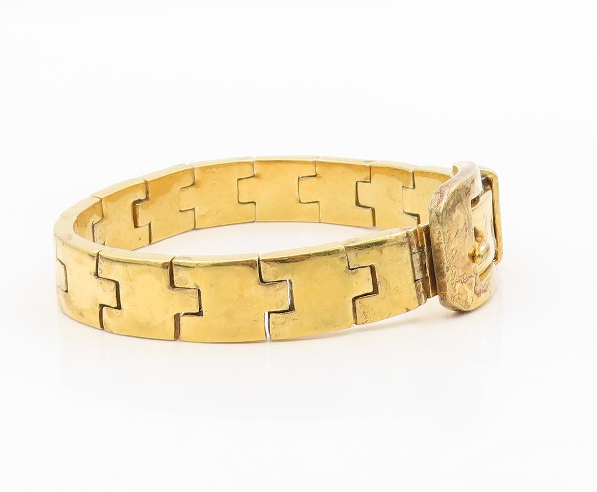 925 Sterling Silver Vintage Bracelet Gold Plated PAT AREIAS Buckle Link  BT11594