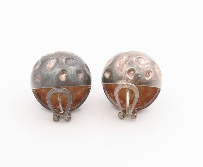 925 Sterling Silver Vintage Earrings Abstract Spherical Ball Omega Back  EG13931