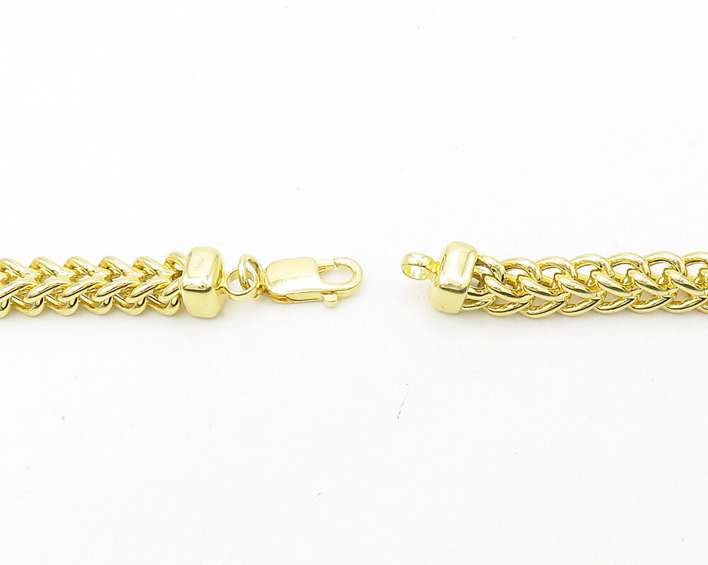 925 Sterling Silver  Shiny Gold Plated Wheat Link Chain Necklace  NE2962