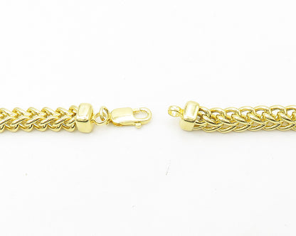 925 Sterling Silver  Shiny Gold Plated Wheat Link Chain Necklace  NE2962