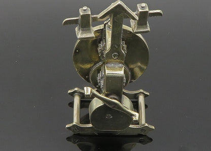 925 Sterling Silver  Vintage Heavy Mechanical Desktop Clock (SPINS)  TR2752