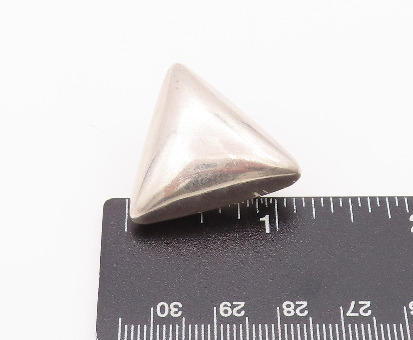 925 Sterling Silver Earrings MEXICO Minimalist Puffed Clip Back Triangle EG12840