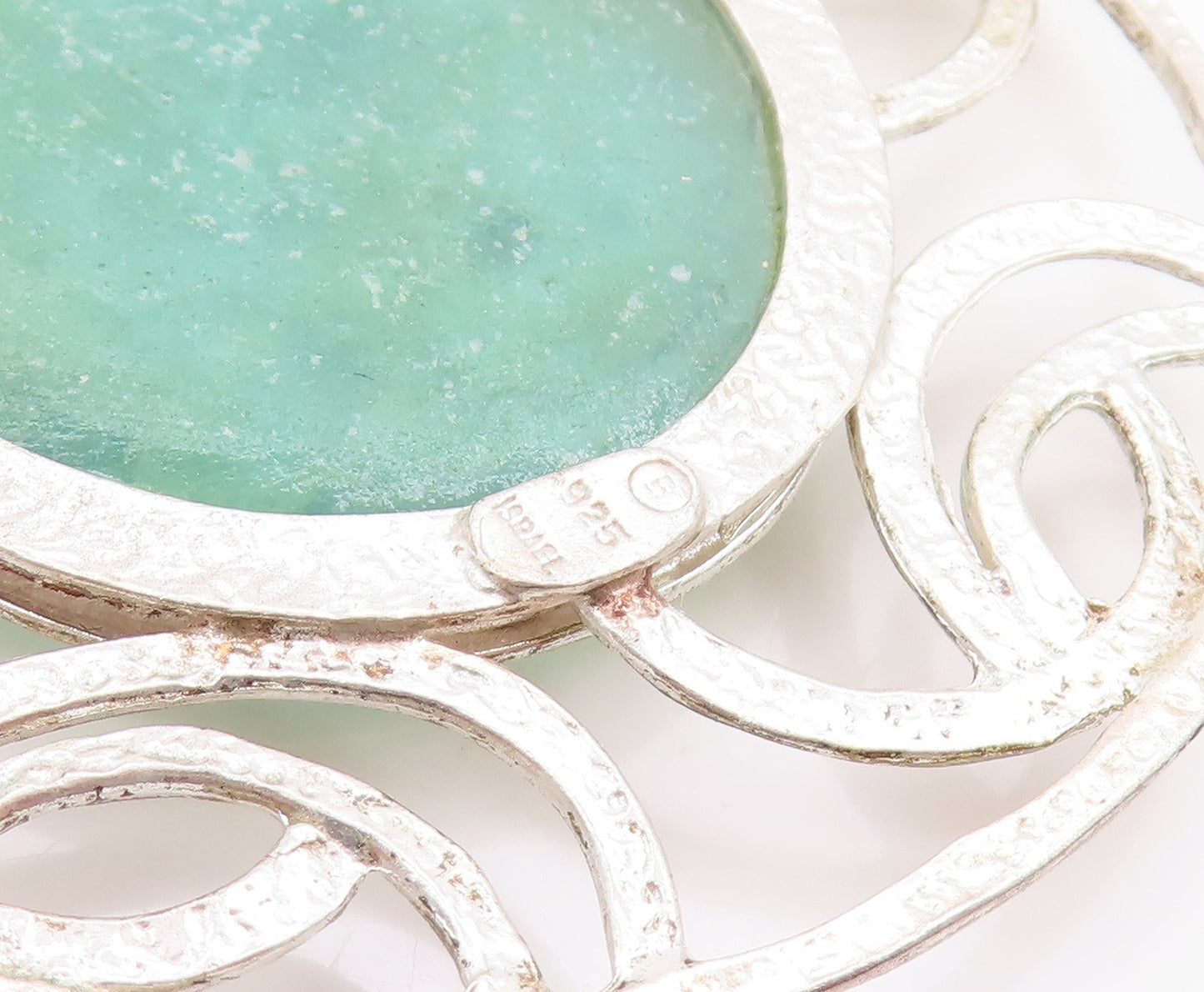925 Sterling Silver Vintage Pendant ISRAEL Round Roman Glass Medallion  PT25055