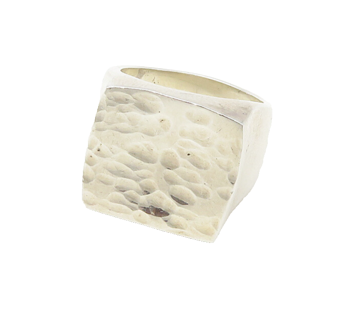 925 Sterling Silver  Vintage Shiny Hammered Square Band Ring Sz 7  RG18827