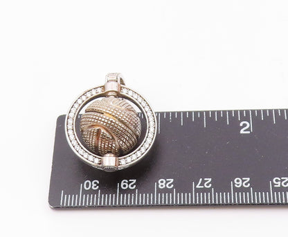 925 Sterling Silver  Vintage Cubic Zirconia Sphere Pendant (SPINS)  PT16615