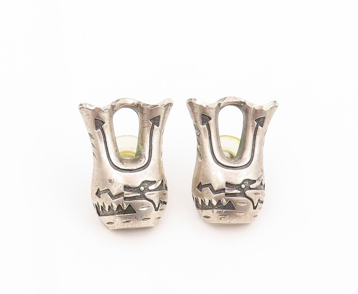925 Sterling Silver Vintage Earrings SILVER CLOUD Designer Animal Etched EG13376